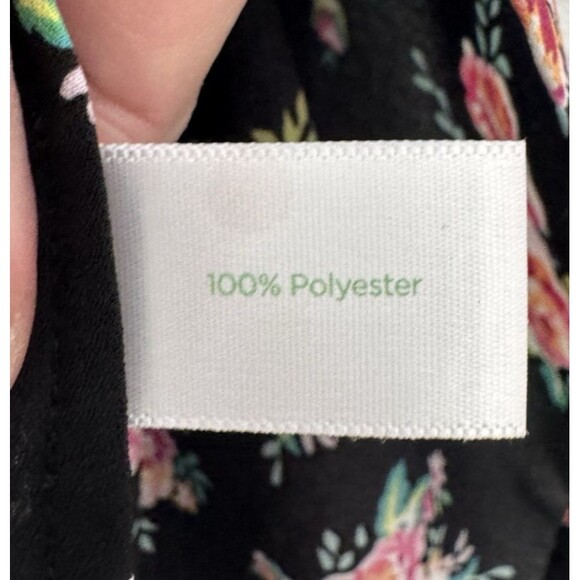 Decree Women's Black Floral Short Sleeve Chiffon Blouse Round Neck Size XL - Picture 6 of 10